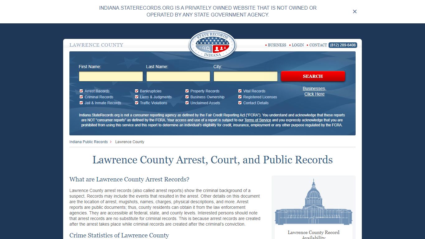 Lawrence County Arrest, Court, and Public Records